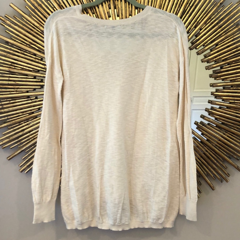 Vince Cotton Cream V Neck Long Sleeve - Picture 5 of 7